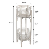 Leafra 33.5" Bohemian Minimalist Handmade 2-Tier Rattan Indoor Planter Stand