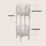Leafra 33.5" Bohemian Minimalist Handmade 2-Tier Rattan Indoor Planter Stand