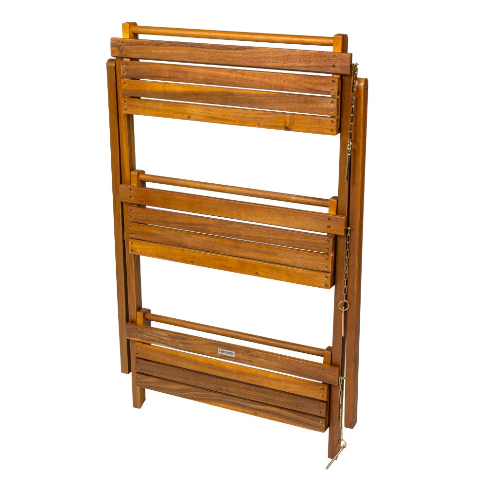 Hollis 26.5"W x 22"D x 36"H 3-Tier Acacia Wood Indoor/Outdoor Foldable Compact Freestanding Ladder Plant Stand Display Rack Shelf