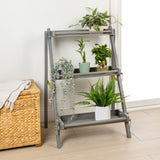 Hollis 26.5"W x 22"D x 36"H 3-Tier Acacia Wood Indoor/Outdoor Foldable Compact Freestanding Ladder Plant Stand Display Rack Shelf