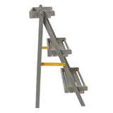 Hollis 26.5"W x 22"D x 36"H 3-Tier Acacia Wood Indoor/Outdoor Foldable Compact Freestanding Ladder Plant Stand Display Rack Shelf