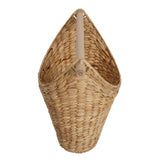 Talia Classic Coastal Hand-Woven Water Hyacinth Toilet Paper Basket with Wood Bar