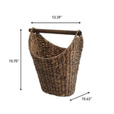 Talia Classic Coastal Hand-Woven Water Hyacinth Toilet Paper Basket with Wood Bar