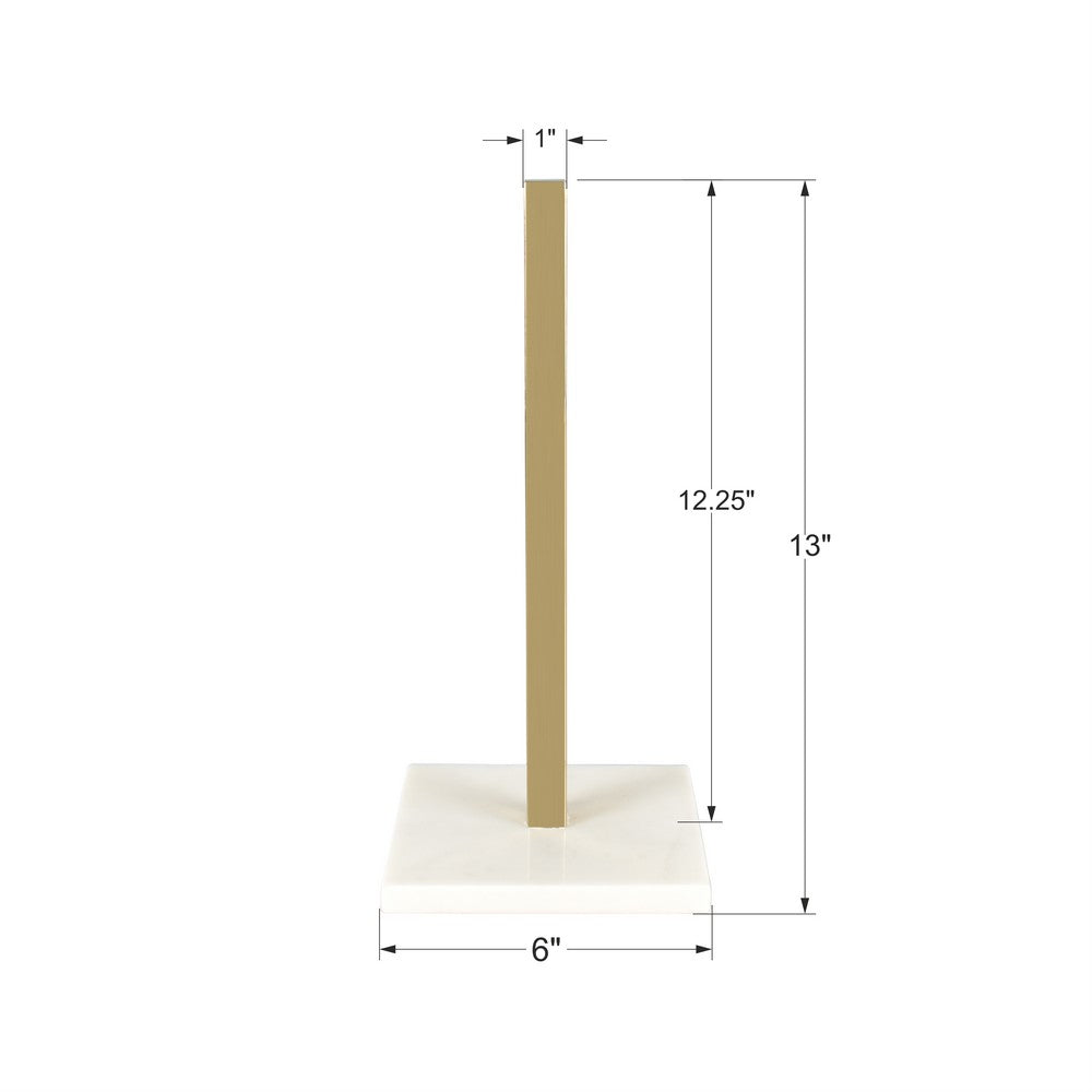 Jules Modern Glam Square Metal and Non Slip Weighted Marble Base Paper Towel Holder