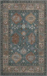Maplecrest Oushak Style Distressed Border Non-slip Machine-washable Area Rug