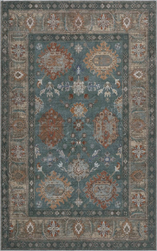 Maplecrest Oushak Style Distressed Border Non-slip Machine-washable Area Rug