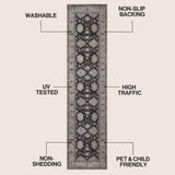 Maplecrest Oushak Style Distressed Border Non-slip Machine-washable Area Rug