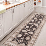 Maplecrest Oushak Style Distressed Border Non-slip Machine-washable Area Rug