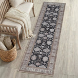 Maplecrest Oushak Style Distressed Border Non-slip Machine-washable Area Rug