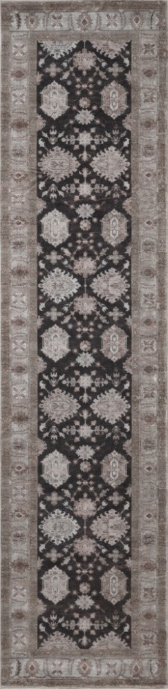 Maplecrest Oushak Style Distressed Border Non-slip Machine-washable Area Rug