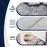 Maplecrest Oushak Style Distressed Border Non-slip Machine-washable Area Rug