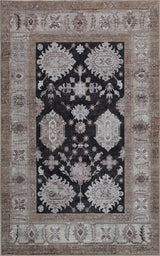 Maplecrest Oushak Style Distressed Border Non-slip Machine-washable Area Rug