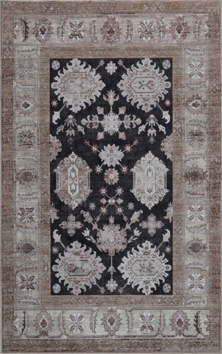 Maplecrest Oushak Style Distressed Border Non-slip Machine-washable Area Rug