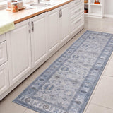 Maplecrest Oushak Style Distressed Border Non-slip Machine-washable Area Rug