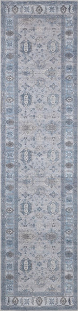 Maplecrest Oushak Style Distressed Border Non-slip Machine-washable Area Rug