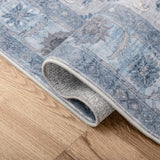 Maplecrest Oushak Style Distressed Border Non-slip Machine-washable Area Rug