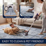 Maplecrest Oushak Style Distressed Border Non-slip Machine-washable Area Rug