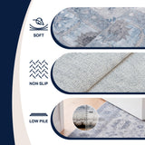 Maplecrest Oushak Style Distressed Border Non-slip Machine-washable Area Rug