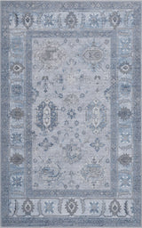 Maplecrest Oushak Style Distressed Border Non-slip Machine-washable Area Rug