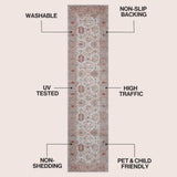 Maplecrest Oushak Style Distressed Border Non-slip Machine-washable Area Rug