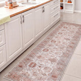 Maplecrest Oushak Style Distressed Border Non-slip Machine-washable Area Rug