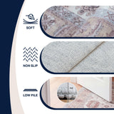 Maplecrest Oushak Style Distressed Border Non-slip Machine-washable Area Rug