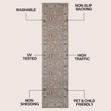 Maplecrest Oushak Style Distressed Border Non-slip Machine-washable Area Rug