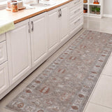 Maplecrest Oushak Style Distressed Border Non-slip Machine-washable Area Rug