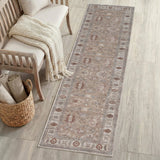 Maplecrest Oushak Style Distressed Border Non-slip Machine-washable Area Rug