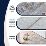 Maplecrest Oushak Style Distressed Border Non-slip Machine-washable Area Rug