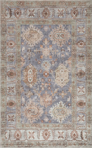 Maplecrest Oushak Style Distressed Border Non-slip Machine-washable Area Rug