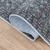 Pinehollow Distressed All-over Floral Border Non-slip Machine-washable Area Rug