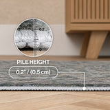 Pinehollow Distressed All-over Floral Border Non-slip Machine-washable Area Rug