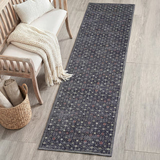 Pinehollow Distressed All-over Floral Border Non-slip Machine-washable Area Rug