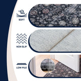 Pinehollow Distressed All-over Floral Border Non-slip Machine-washable Area Rug