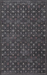 Pinehollow Distressed All-over Floral Border Non-slip Machine-washable Area Rug