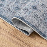 Pinehollow Distressed All-over Floral Border Non-slip Machine-washable Area Rug