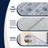 Pinehollow Distressed All-over Floral Border Non-slip Machine-washable Area Rug