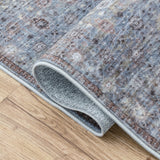Pinehollow Distressed All-over Floral Border Non-slip Machine-washable Area Rug