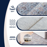 Pinehollow Distressed All-over Floral Border Non-slip Machine-washable Area Rug