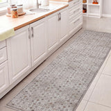 Pinehollow Distressed All-over Floral Border Non-slip Machine-washable Area Rug