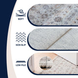 Pinehollow Distressed All-over Floral Border Non-slip Machine-washable Area Rug