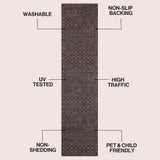 Pinehollow Distressed All-over Floral Border Non-slip Machine-washable Area Rug