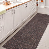 Pinehollow Distressed All-over Floral Border Non-slip Machine-washable Area Rug