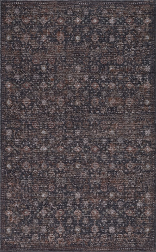 Pinehollow Distressed All-over Floral Border Non-slip Machine-washable Area Rug