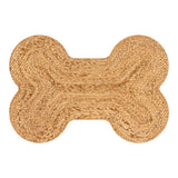 Petzi 24 in. x 16 in. Rustic Bone Shaped Hand Braided Natural Jute Pet Feeding Mat