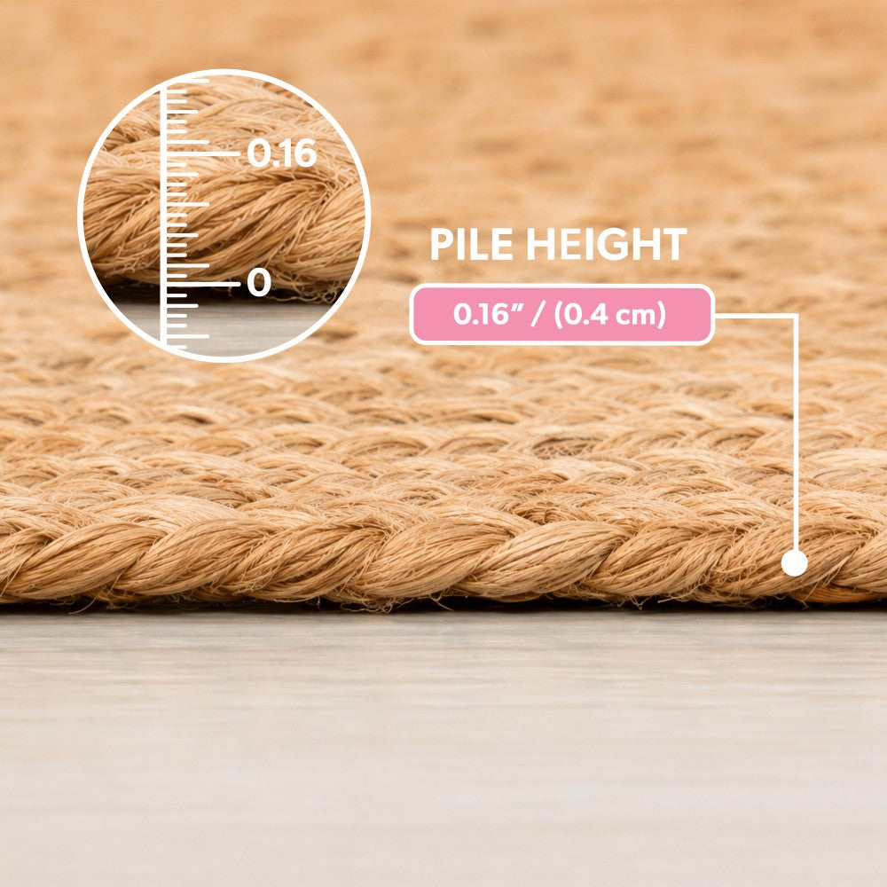 Petzi 24 in. x 16 in. Rustic Bone Shaped Hand Braided Natural Jute Pet Feeding Mat