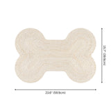 Petzi 24 in. x 16 in. Rustic Bone Shaped Hand Braided Natural Jute Pet Feeding Mat