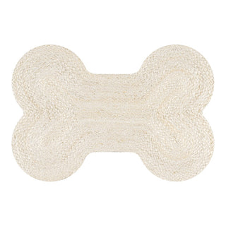 Petzi 24 in. x 16 in. Rustic Bone Shaped Hand Braided Natural Jute Pet Feeding Mat