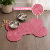 Petzi 24 in. x 16 in. Rustic Bone Shaped Hand Braided Natural Jute Pet Feeding Mat
